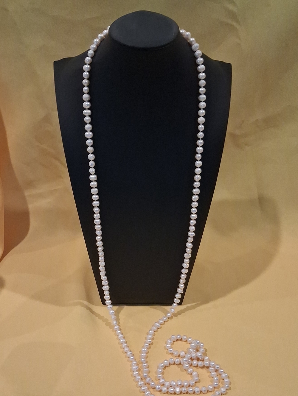 62" Genuine White Pearl Long Strand Necklace - Elegant Women's Jewelry